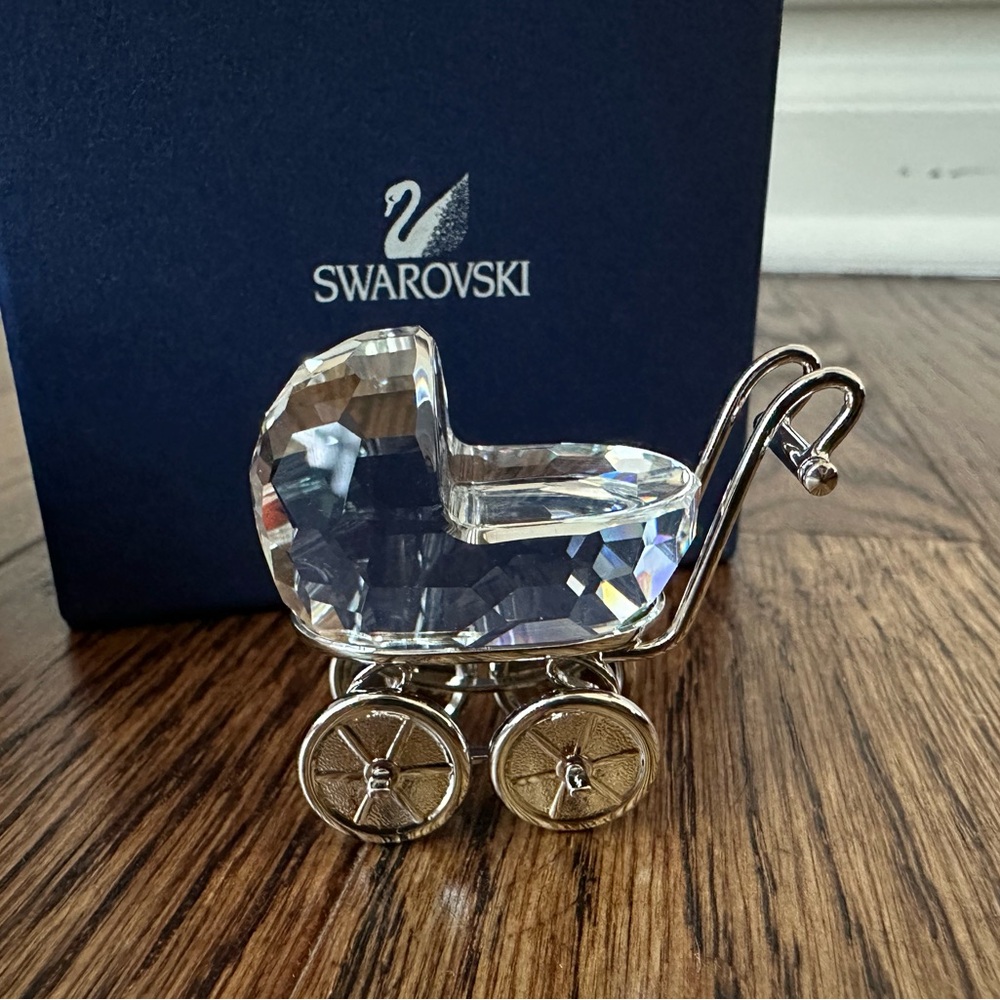 Swarovski Crystal Baby Carriage with Silver Details